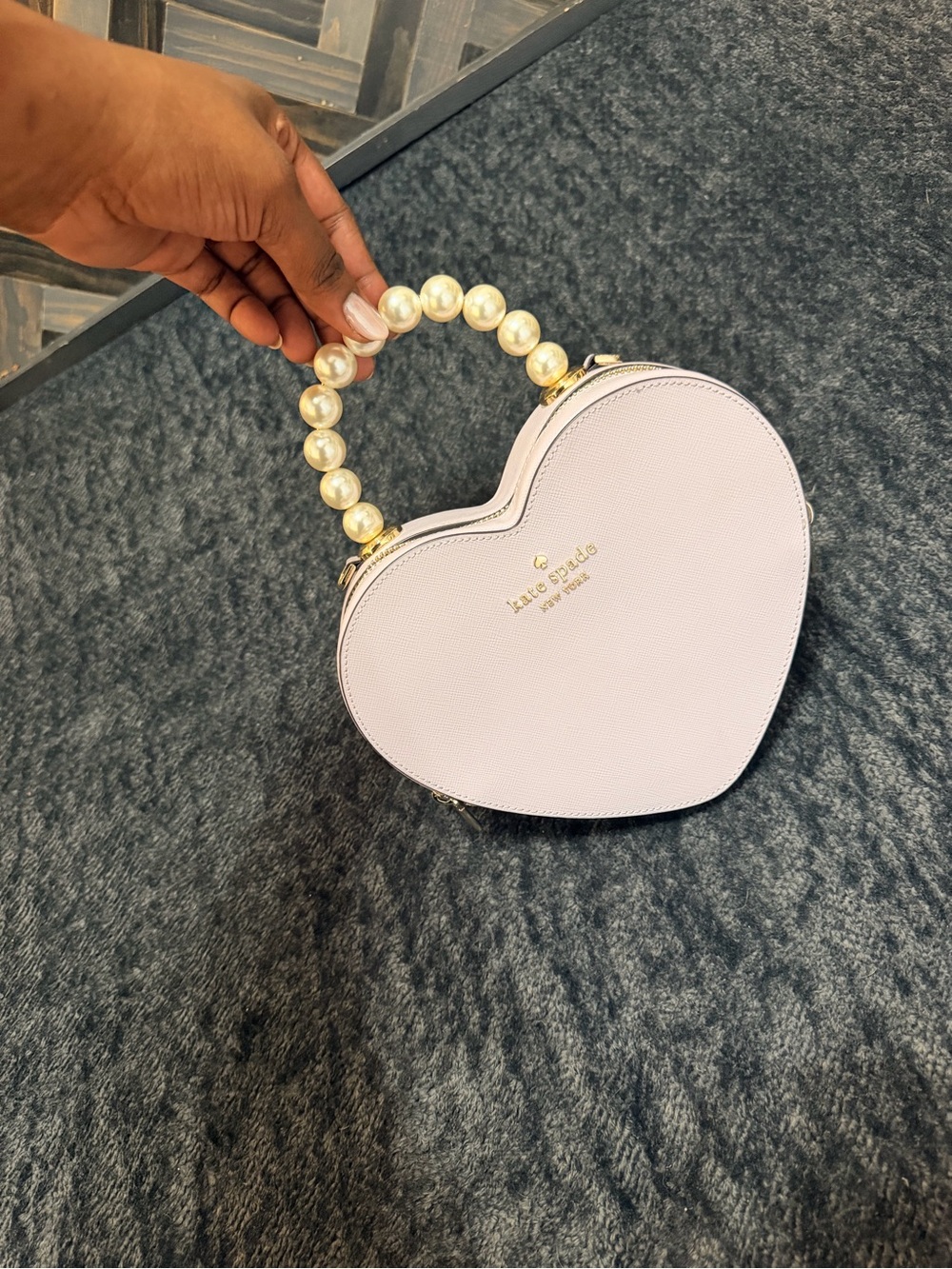 NEW Kate Spade Lilac Heart Pearl Top-Handle Bag